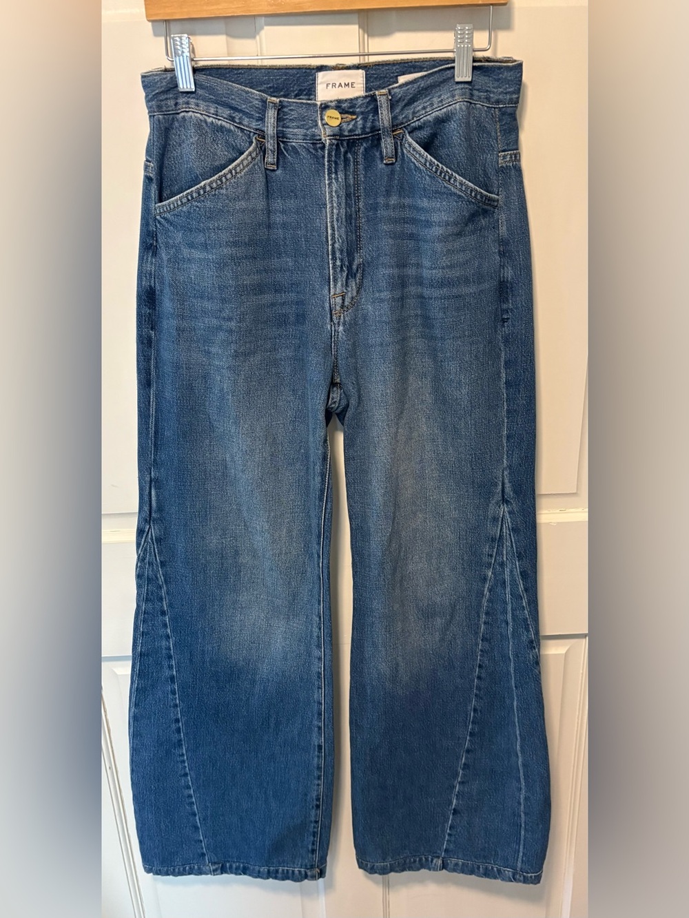 Frame Le Baggy Palazzo wide leg medium wash blue denim jeans women’s size 26 2